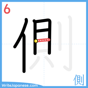 How to write "側" - stroke 6