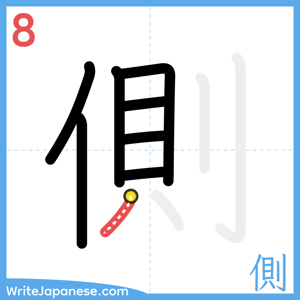 How to write "側" - stroke 8