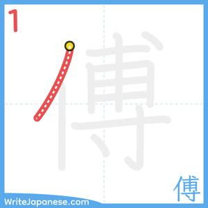 How to write "傅" - stroke 1