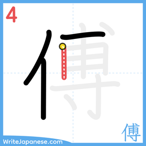 How to write "傅" - stroke 4
