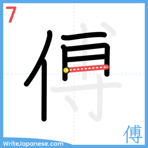 How to write "傅" - stroke 7