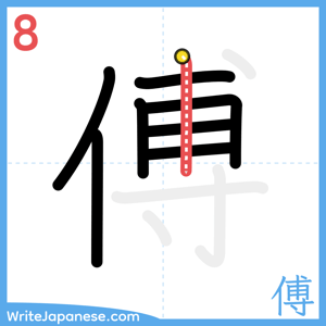 How to write "傅" - stroke 8