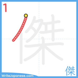 How to write "傑" - stroke 1