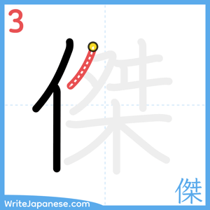 How to write "傑" - stroke 3