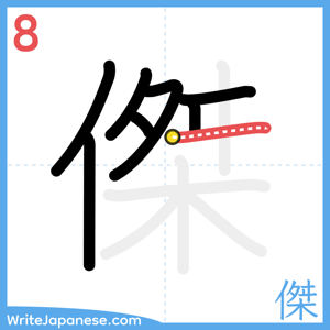 How to write "傑" - stroke 8