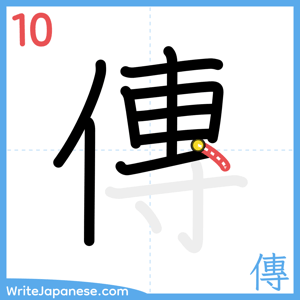 How to write "傳" - stroke 10