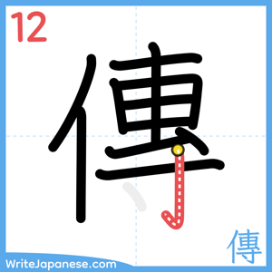 How to write "傳" - stroke 12