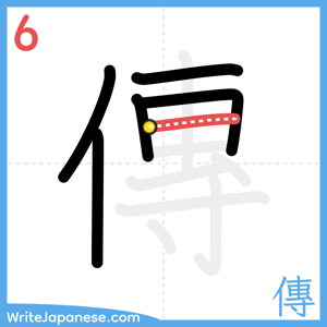 How to write "傳" - stroke 6