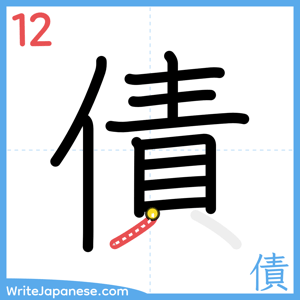 How to write "債" - stroke 12