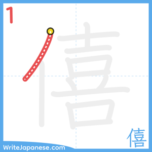 How to write "僖" - stroke 1