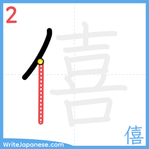 How to write "僖" - stroke 2