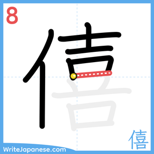 How to write "僖" - stroke 8