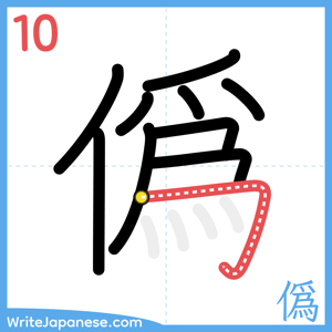 How to write "僞" - stroke 10
