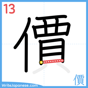 How to write "價" - stroke 13