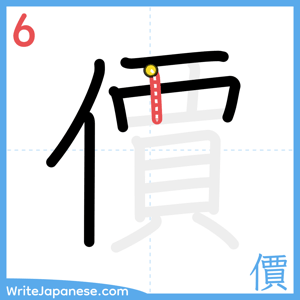 How to write "價" - stroke 6