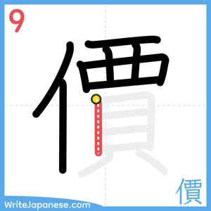 How to write "價" - stroke 9