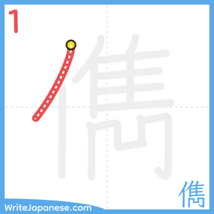 How to write "儁" - stroke 1