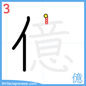 How to write "億" - stroke 3