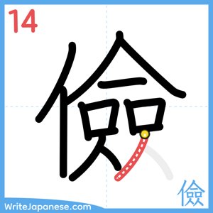 How to write "儉" - stroke 14