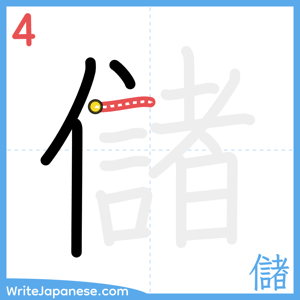 How to write "儲" - stroke 4