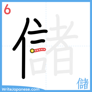 How to write "儲" - stroke 6