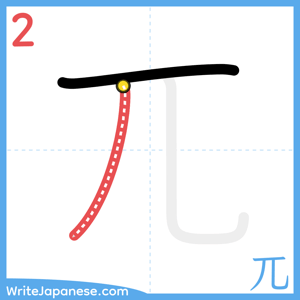 How to write "兀" - stroke 2