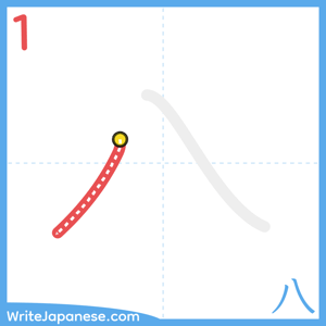 How to write "八" - stroke 1