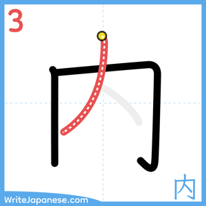 How to write "内" - stroke 3