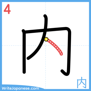 How to write "内" - stroke 4