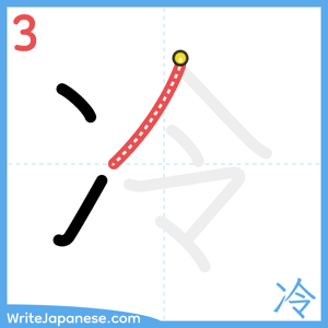 How to write "冷" - stroke 3