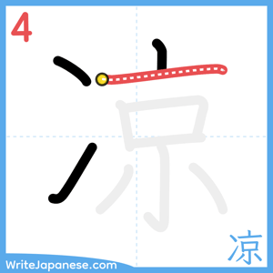 How to write "凉" - stroke 4