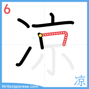 How to write "凉" - stroke 6