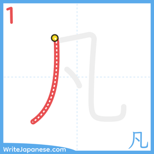 How to write "凡" - stroke 1