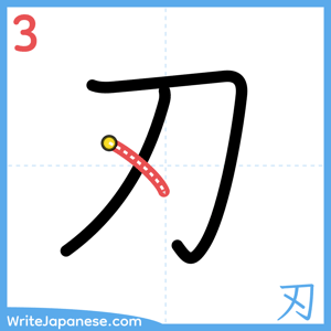 How to write "刃" - stroke 3