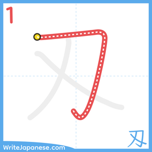 How to write "刄" - stroke 1