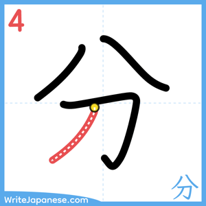 How to write "分" - stroke 4