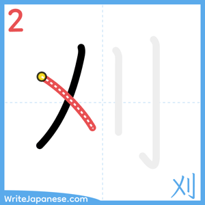 How to write "刈" - stroke 2