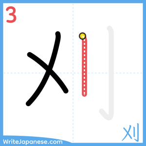 How to write "刈" - stroke 3