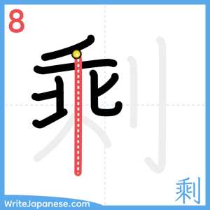 How to write "剩" - stroke 8