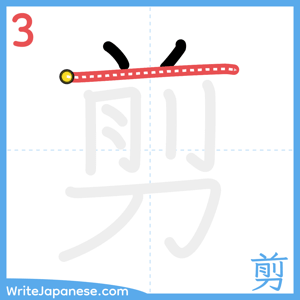 How to write "剪" - stroke 3