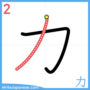How to write "力" - stroke 2