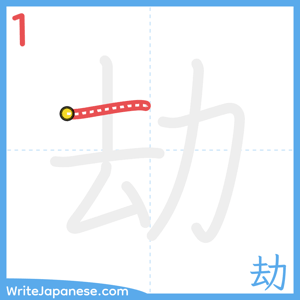 How to write "劫" - stroke 1