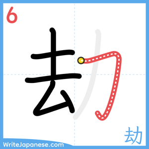 How to write "劫" - stroke 6