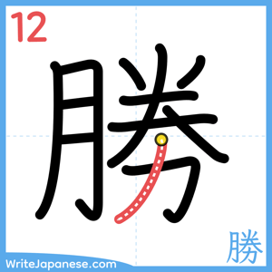 How to write "勝" - stroke 12