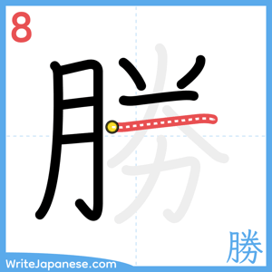 How to write "勝" - stroke 8