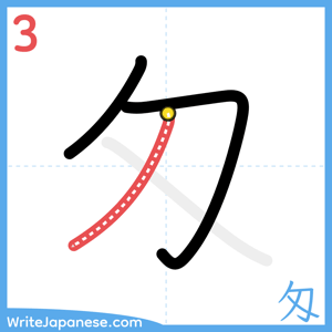 How to write "匁" - stroke 3