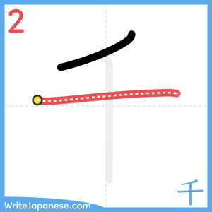 How to write "千" - stroke 2