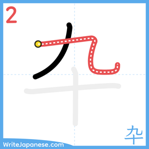 How to write "卆" - stroke 2