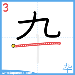 How to write "卆" - stroke 3