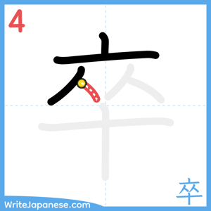How to write "卒" - stroke 4